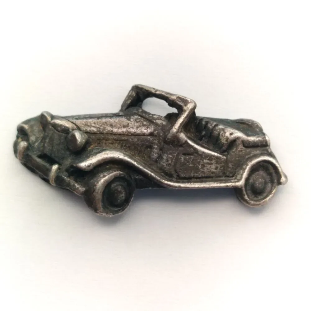 Vintage Classic Car Pin Brooch Automobile Silver Tone Roadster Lapel
